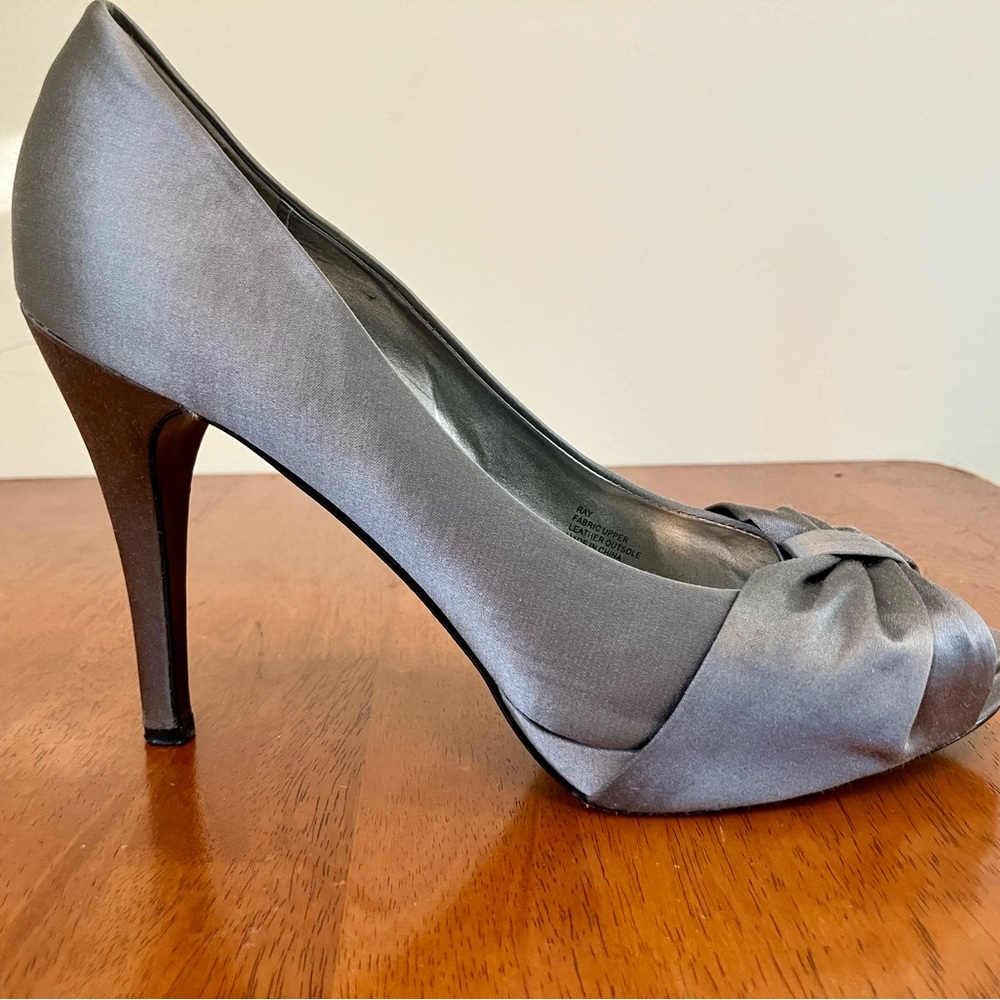 White House Black Market Satin Silver Heels